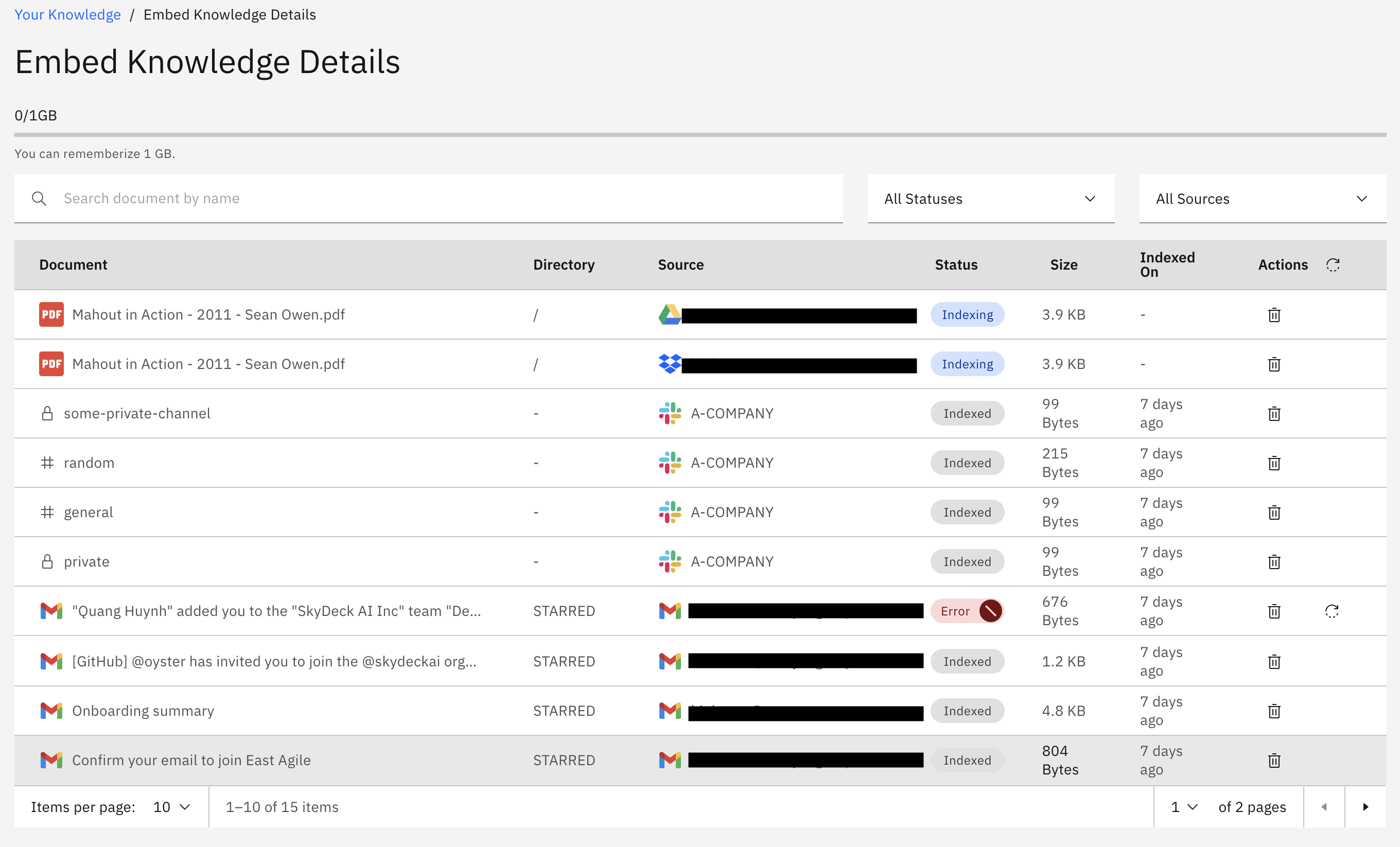 Embed Knowledge Detail page