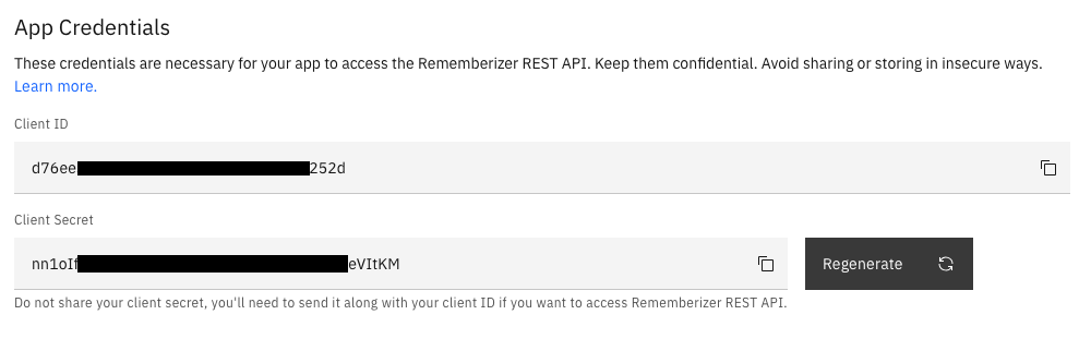 registered app credentials