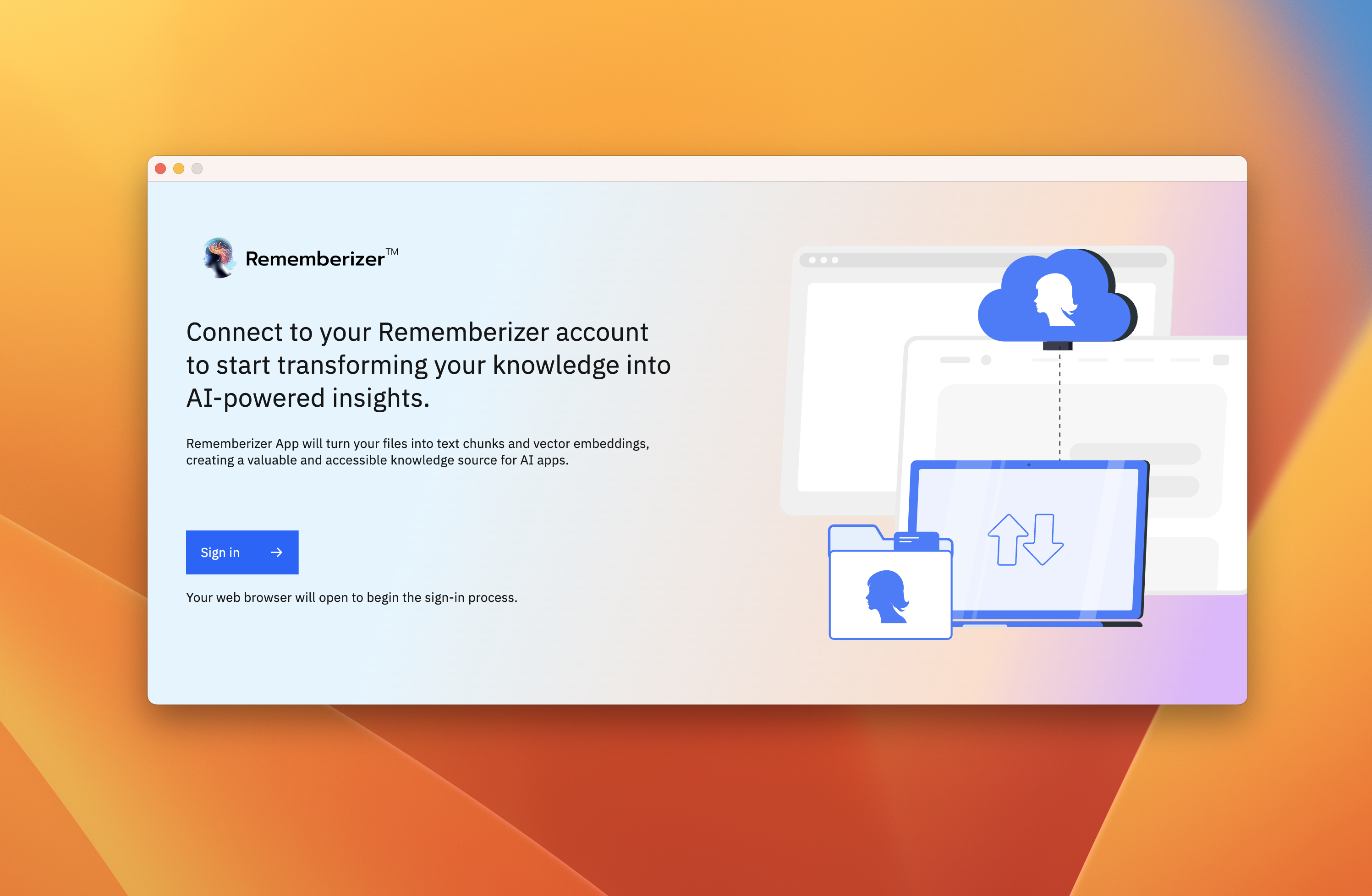 Rememberizer app sign in screen