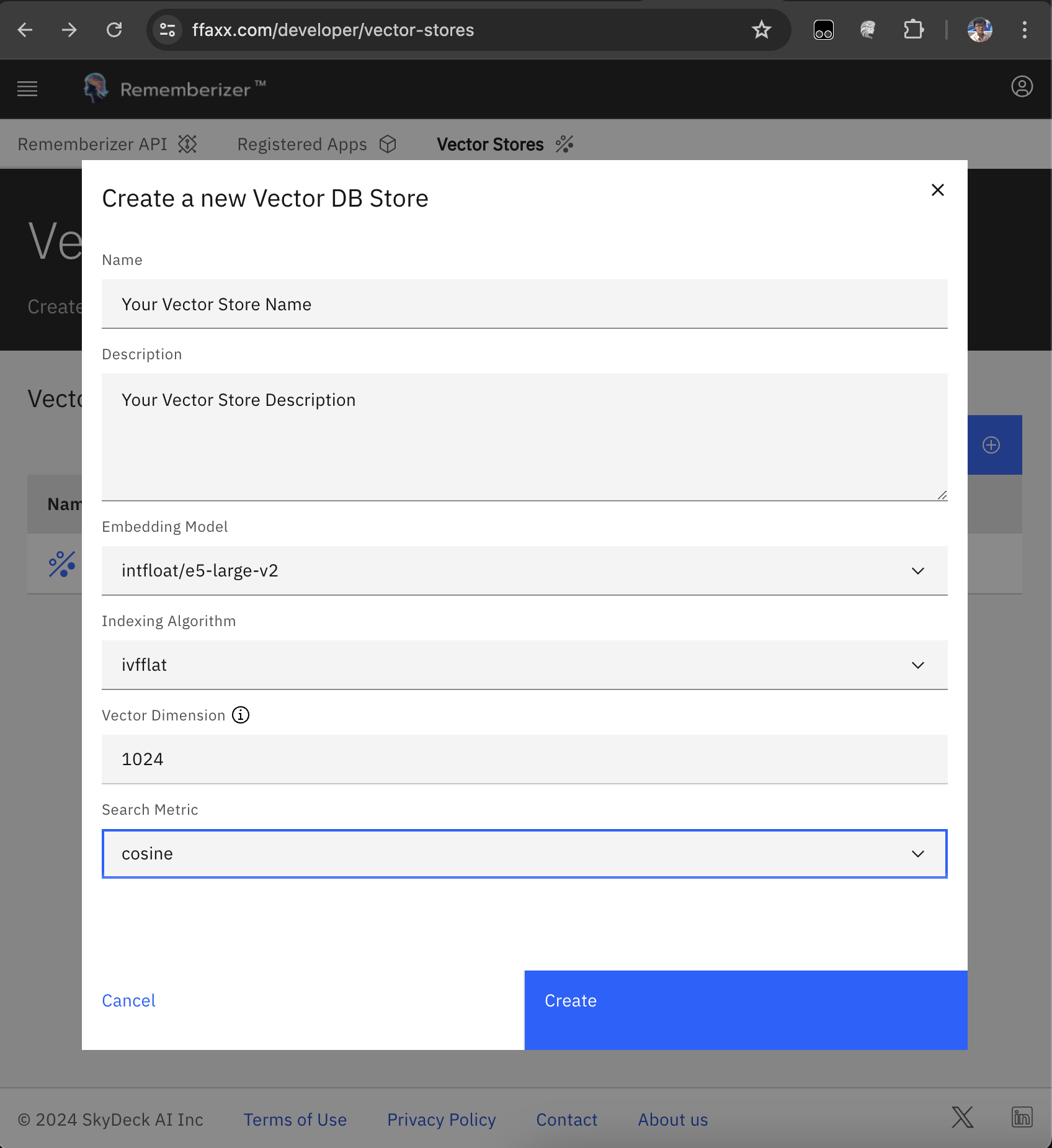 Create a New Vector Store