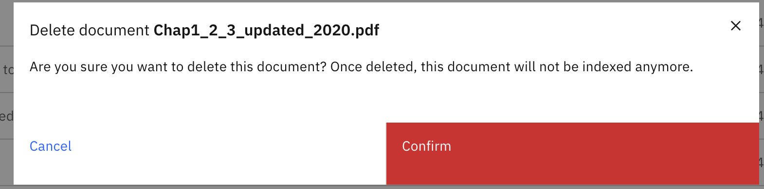 Delete confirmation modal