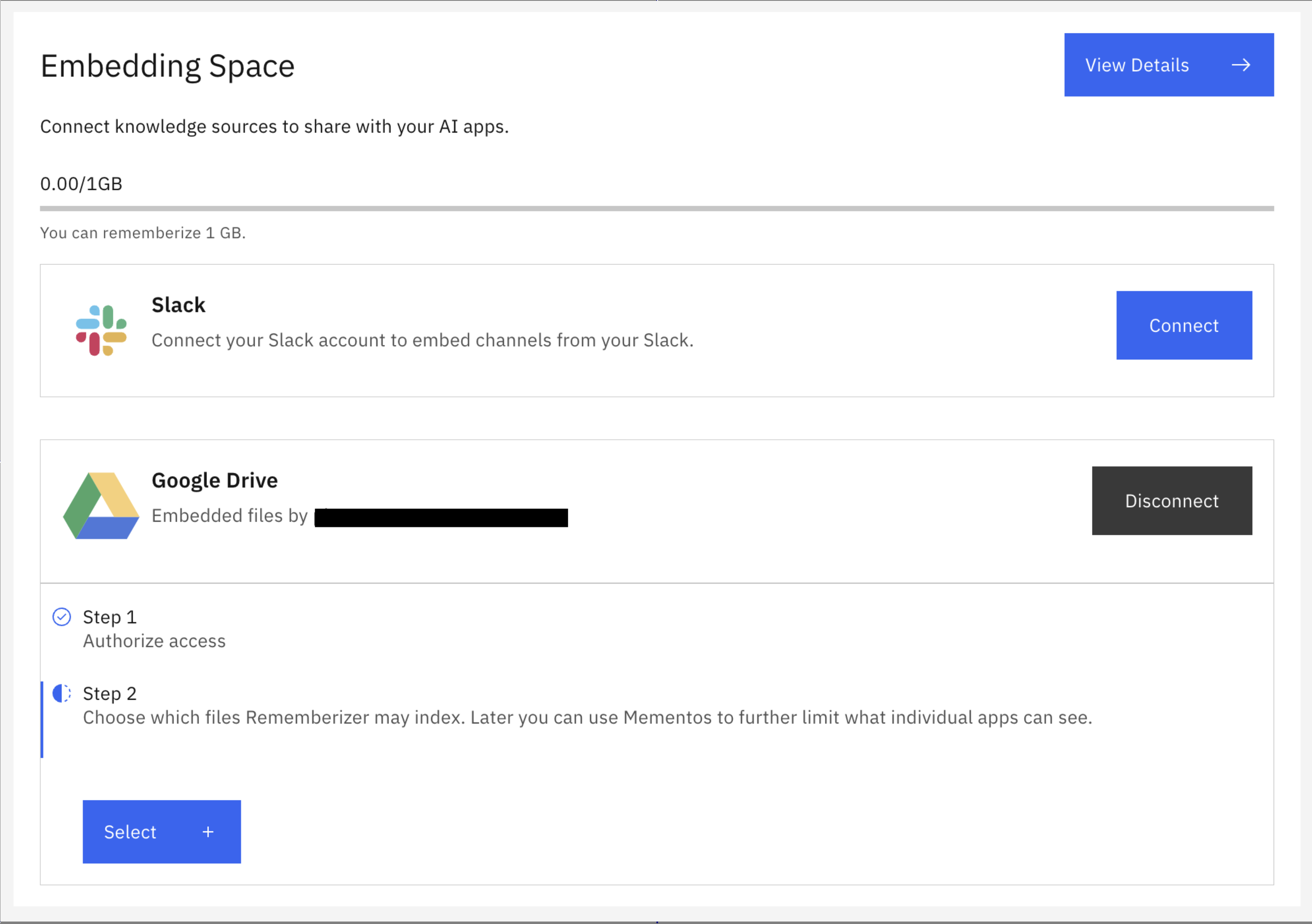 Google Drive connection confirmation