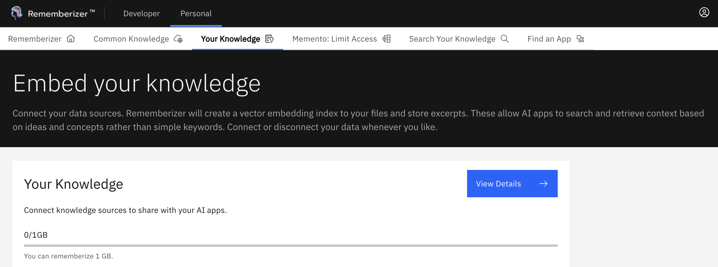 Your Knowledge section and <strong>View Details</strong> button