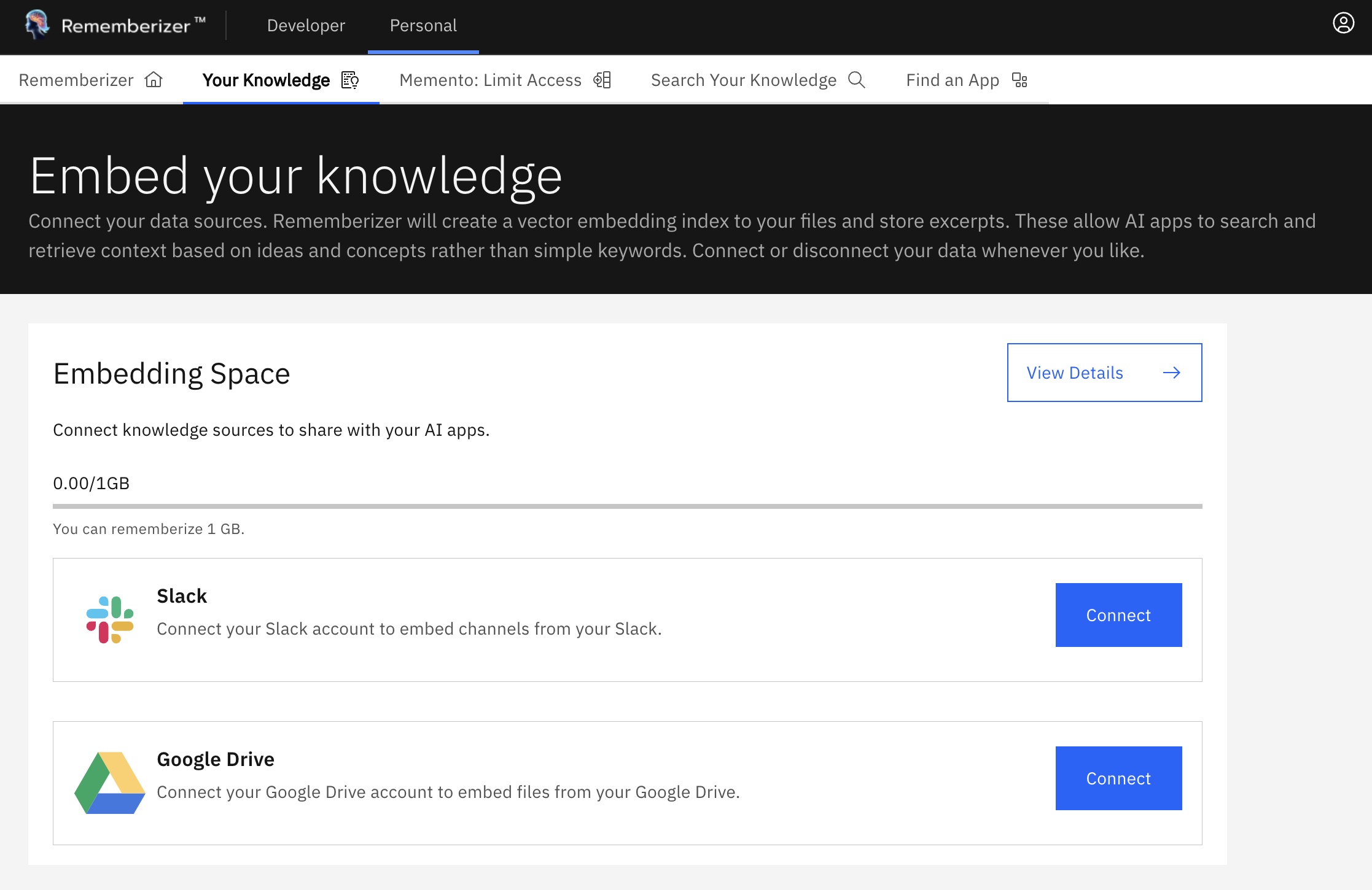 Google Drive knowledge source card
